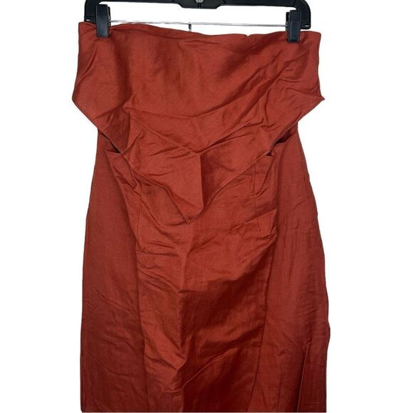 Rumer The Label x Revolve Chocolate Linen Blend Resortwear Roam Bandana Maxi - Picture 4 of 12